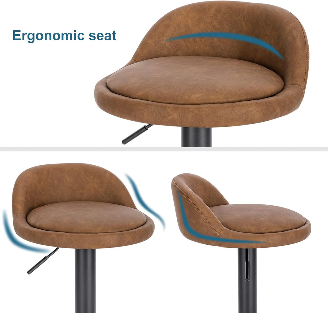 EUGAD Barhocker 2er Set 360° Drehstuhl Barstuhl mit Rückenlehne Fussstütze 120kg belastbar höhenvers