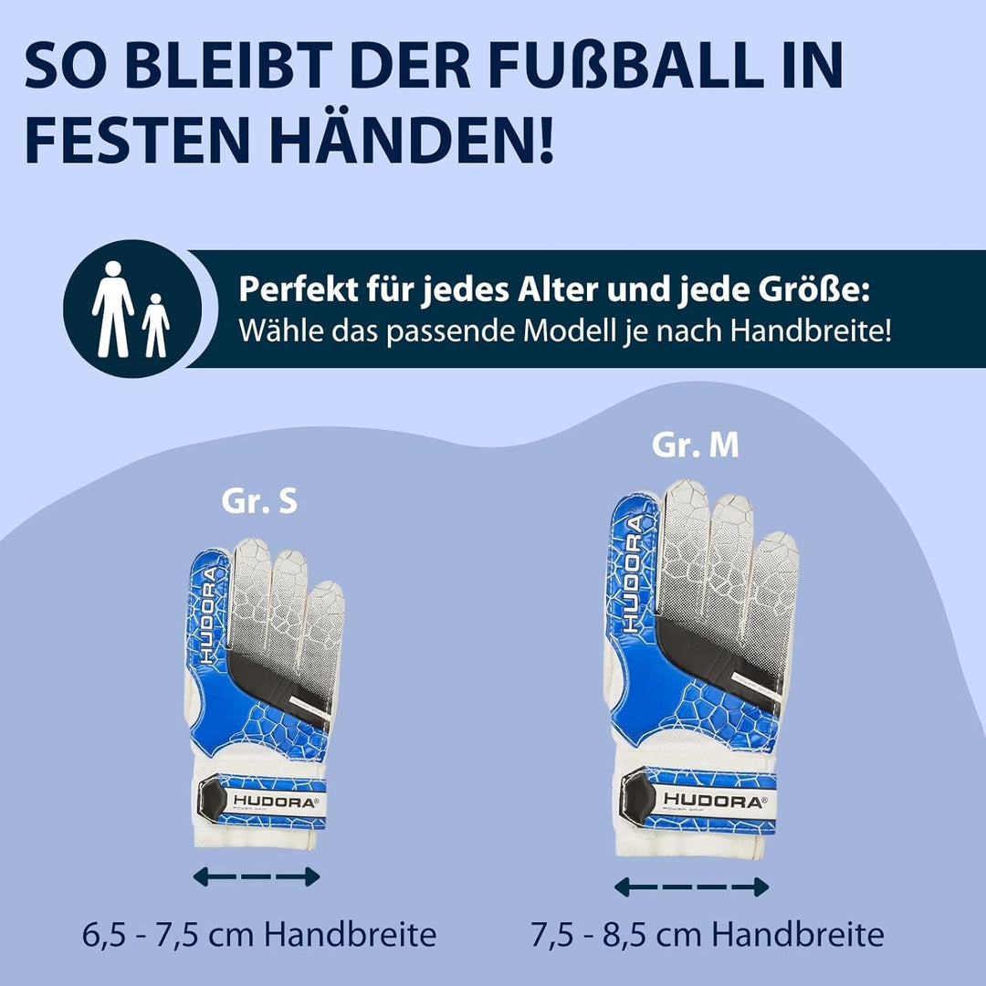 HUDORA Torwarthandschuhe - Gepolsterte Fussball Torwarthandschuhe für Kinder & Jugendliche in Grösse