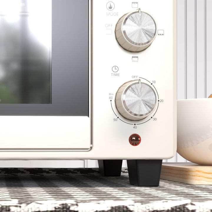 HOMCOM Mini Backofen 21L Pizza-Ofen, Miniofen inkl. Backblech, Grillrost und Krümmelblech, 1400W Tis