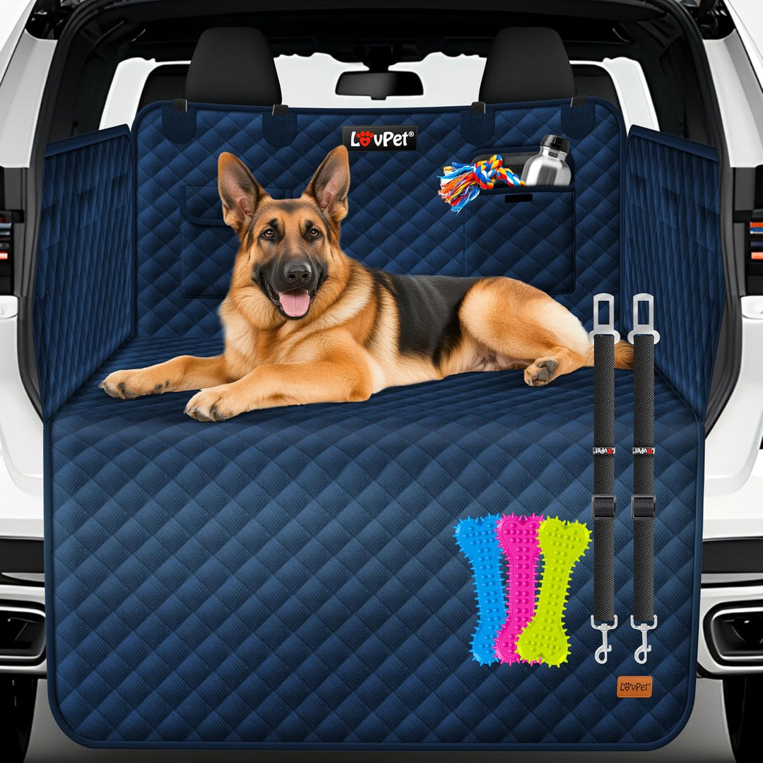Lovpet Kofferraumschutz mit Seiten- und Ladekantenschutz Hundedecke fΓΌr Auto-RΓΌckbank mit Sichtfenst