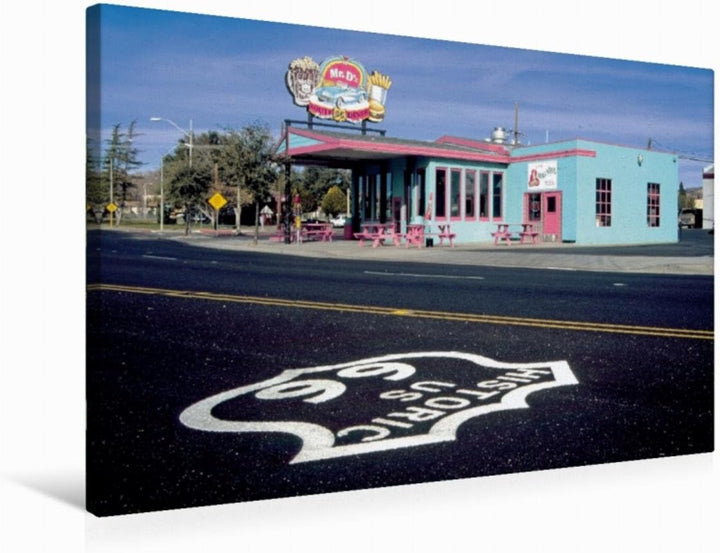 Premium Textil-Leinwand 75 x 50 cm Quer-Format Mr. D'z, Route 66 Diner, Kingman, Arizona | Wandbild,