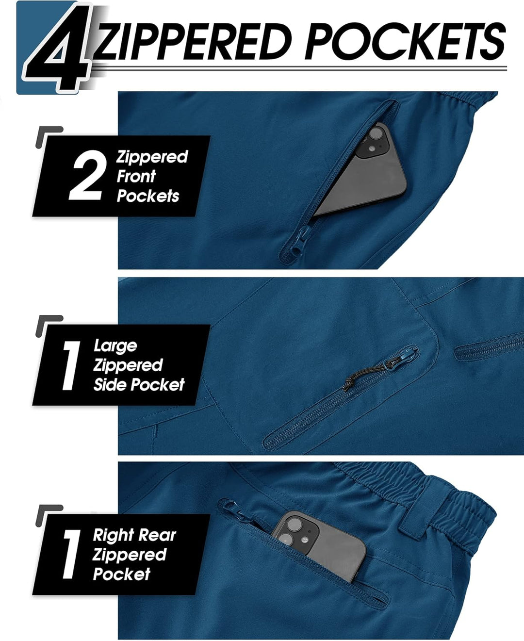 33,000ft Herren 3/4 Hose Cargo Shorts Kurze Wanderhose Stretch Leichte Radhose Sommer Capri Dreivier