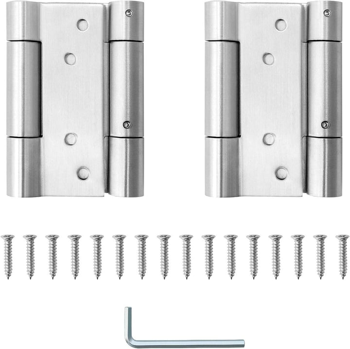 QWORK® Pendeltürband Türscharnier, 304 Edelstahl Scharniere für Pendeltür und Schwingtür für Cafe, S