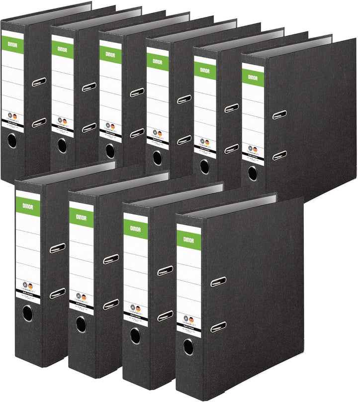 Original DINOR Ordner-Wolkenmarmor-Recycling - Made in Germany. 10er Pack 8 cm breit DIN A4 schwarz