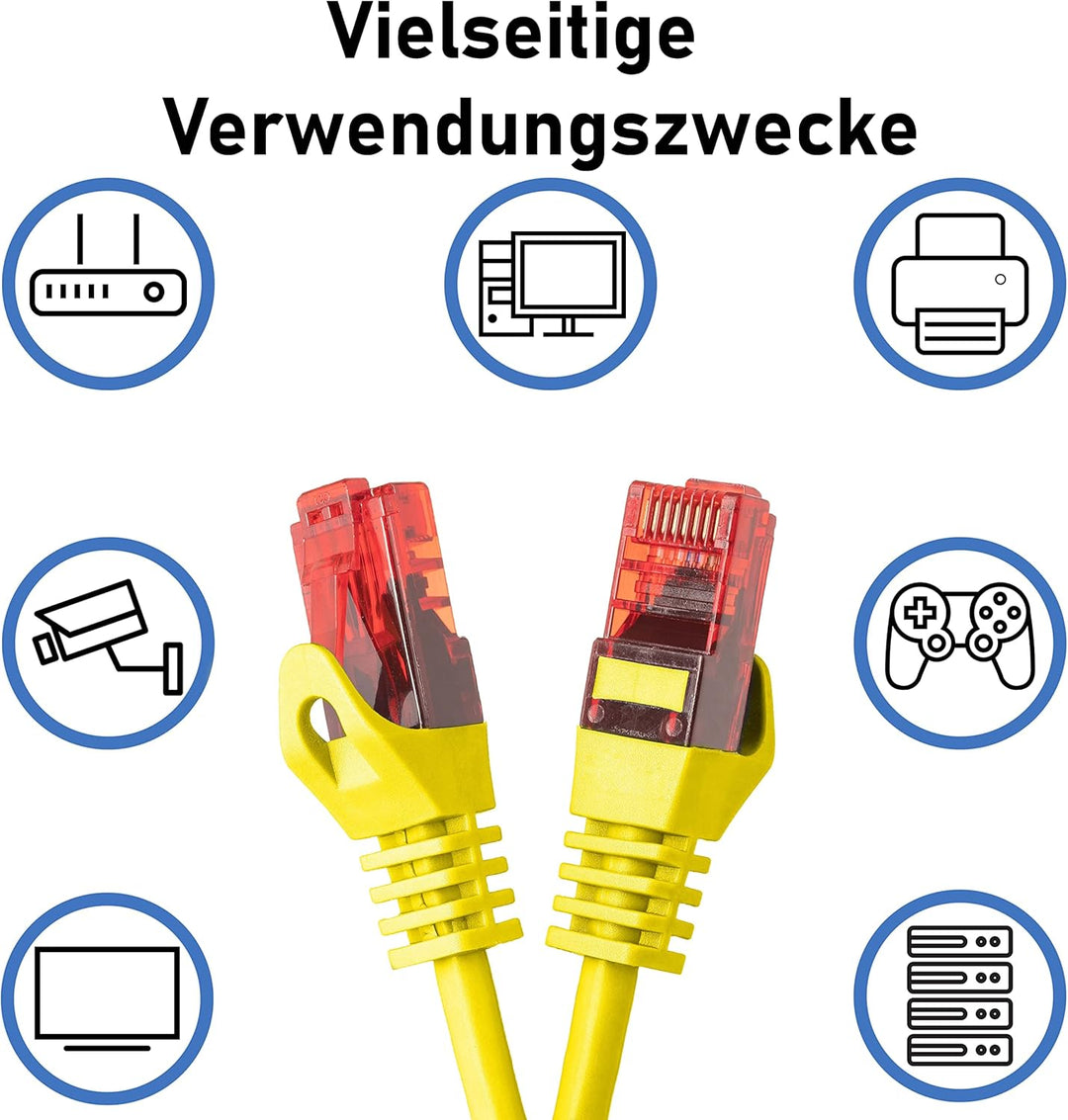 BIGtec - 10 Stück - 15m Gigabit Netzwerkkabel Patchkabel Ethernet LAN DSL Patch Kabel gelb (2x RJ-45