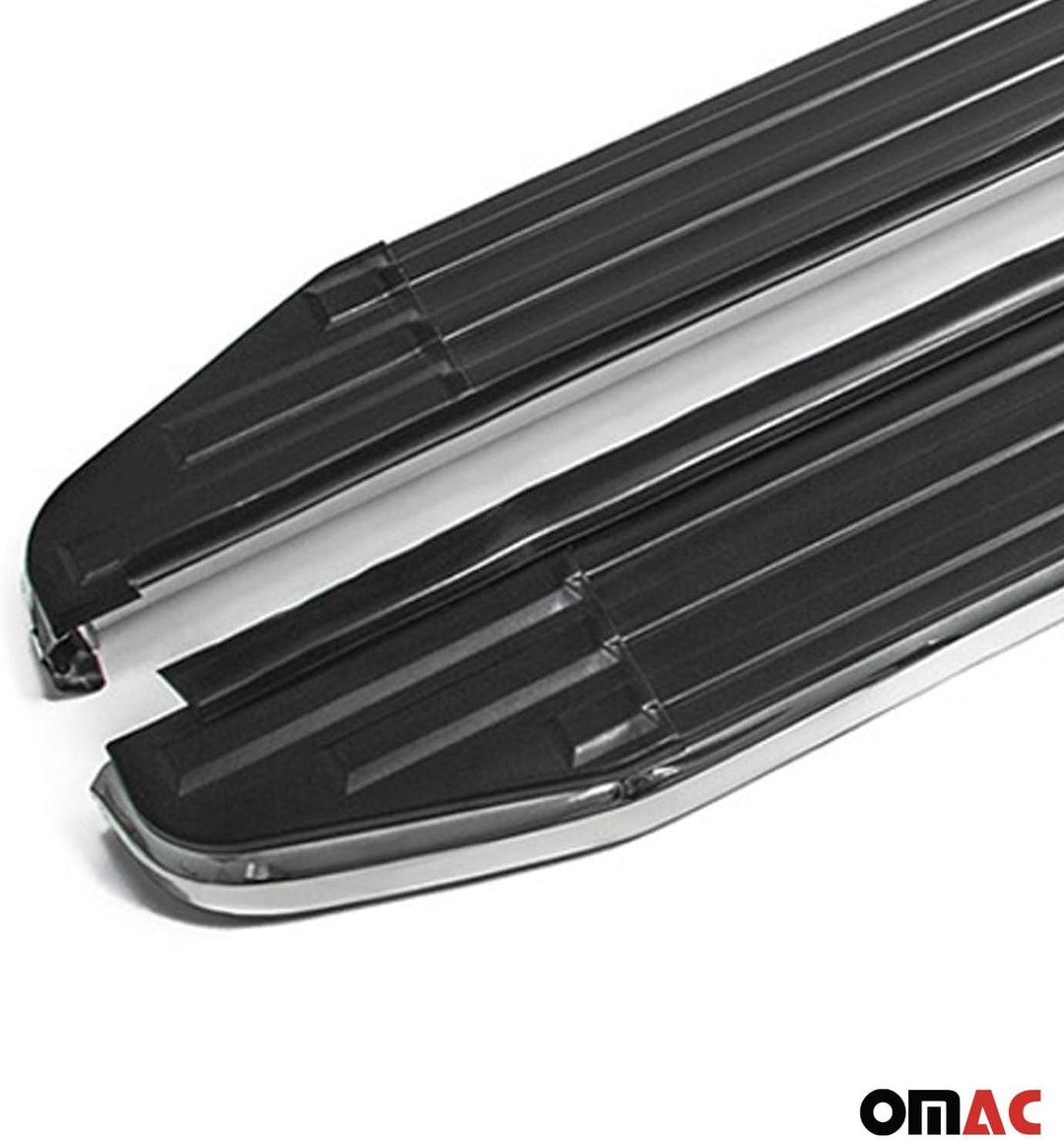 OMAC Trittbretter Seitenschweller kompatibel mit Suzuki Grand Vitara 2005-2016 TÜV ABE Silber-Schwar
