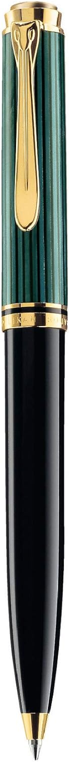 Pelikan Kugelschreiber Souverän 600, Schwarz-Grün, hochwertiger Drehkugelschreiber im Geschenk-Etui,