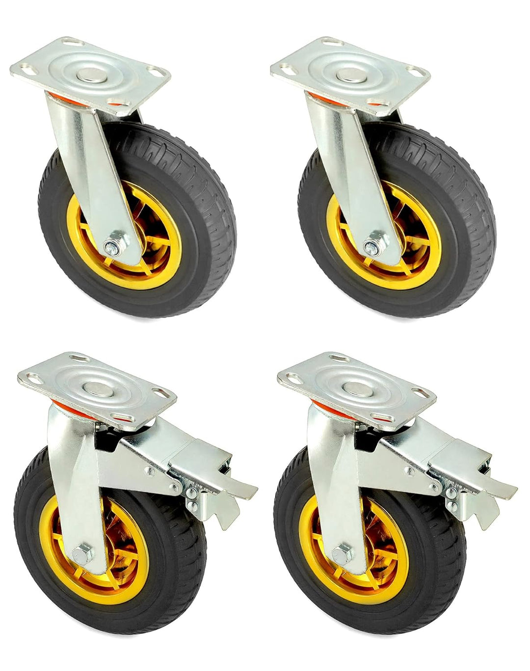 QWORK® 4 Stück 200mm schwerlastrollen - bis 280 kg pro rolle - stossdämpfung lenkrollen für möbeltra