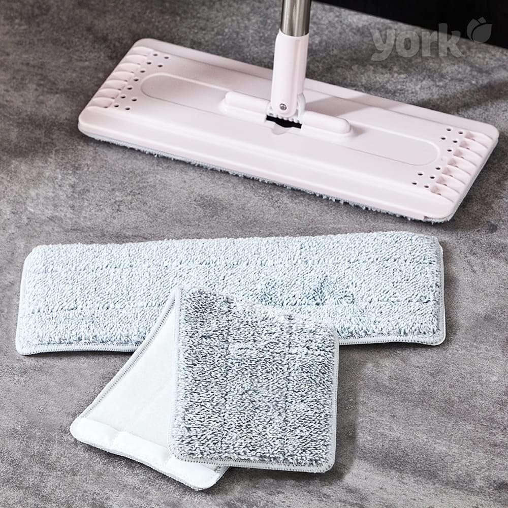 York Flachmopp Handy mit Stiel und Eimer | aus Mikrofaser | saugfähig | für Bodenreinigung | ohne Wa