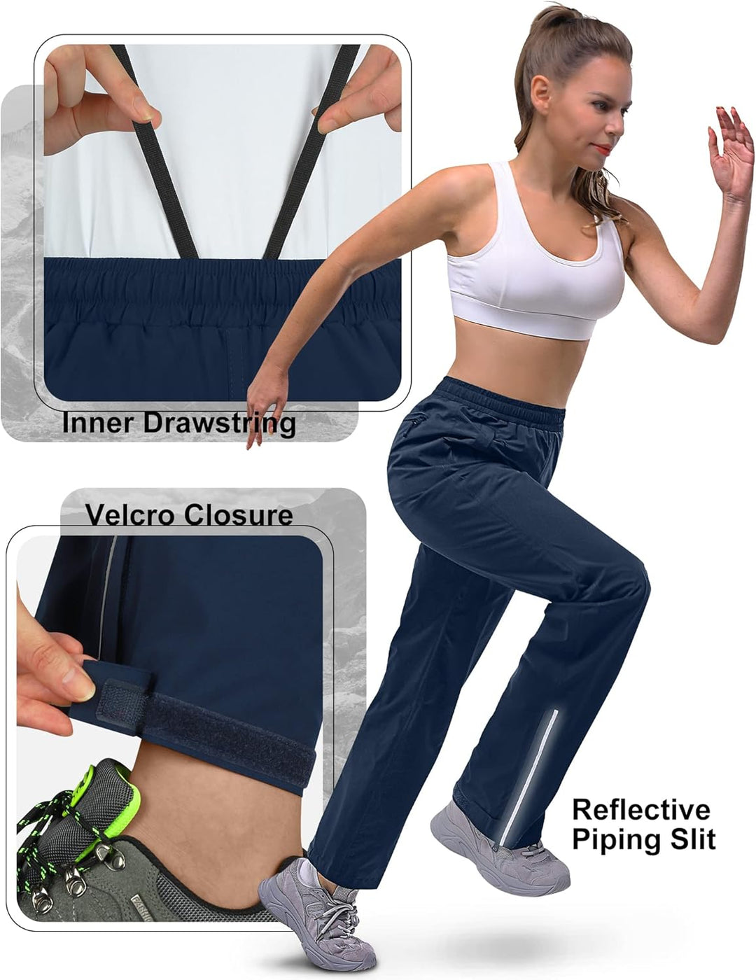 33,000ft Regenhose Damen Wasserdicht Atmungsaktiv Wanderhose Fahrrad Überziehhose Leichte Winddicht