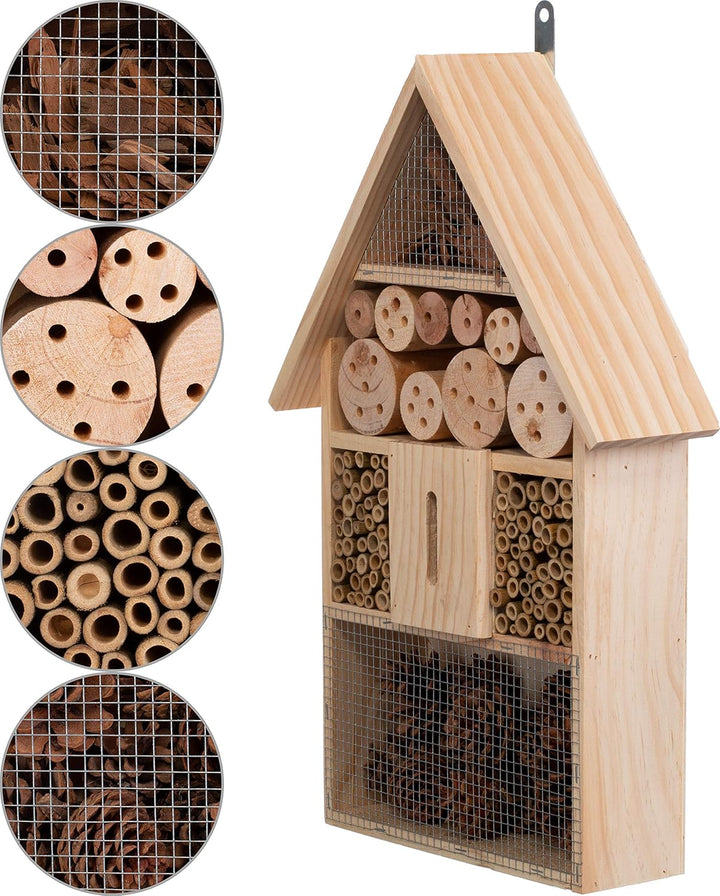 Brandsseller Insektenhotel XXL Natur Nistkasten Insektenhaus aus Holz für Fluginsekten - Bienen,Schm
