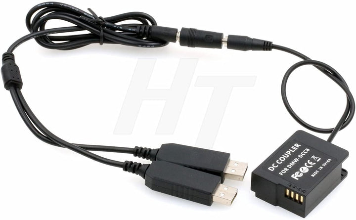 Dual USB DMW-BLC12 Dummy Akku DMW-DCC8 Netzteil für Panasonic Lumix DSLR G5 G6 G7 Kamera