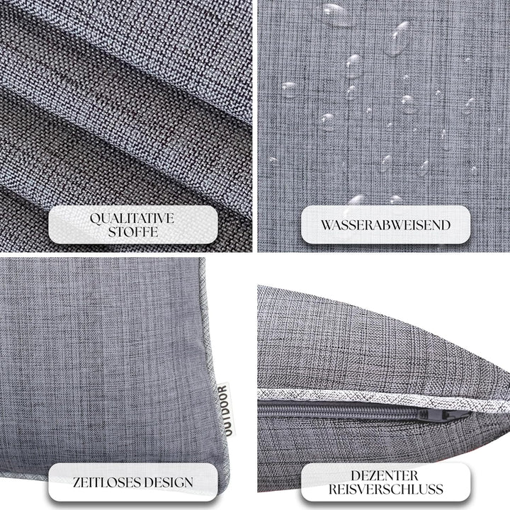 Brandsseller Outdoor Garten Kissen Dekokissen mit Paspel - Leinenoptik Uni Schmutz- und Wasserabweis