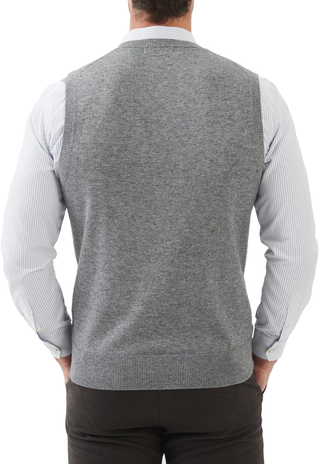 Kallspin Herren Pullunder-Strickweste aus Wollmischung V Hals Ärmellos S Hellgrau, S Hellgrau
