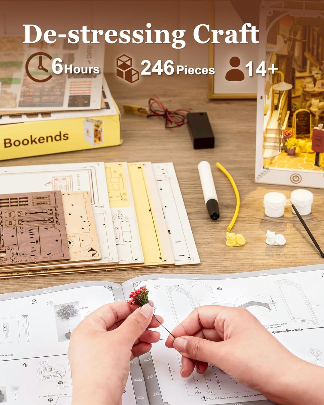 Rolife Book Nook Kits 3D Puzzles Holz Holzpuzzle Erwachsene DIY Bücherecke Holzmodelle Bausätze für