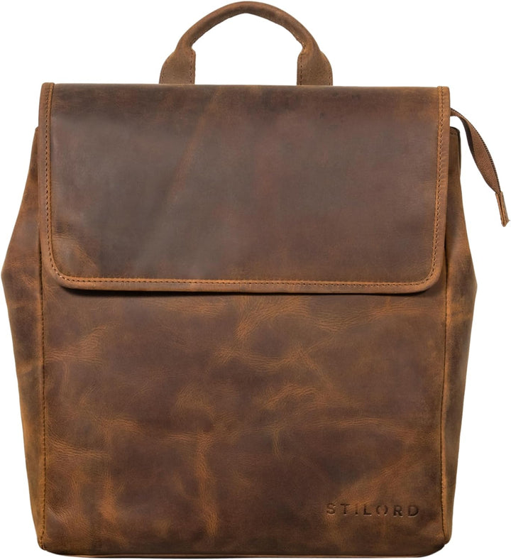 STILORD 'Misha' Moderner Leder Rucksack Unisex Daypack für Damen Herren DIN A4 kompakter Messenger B