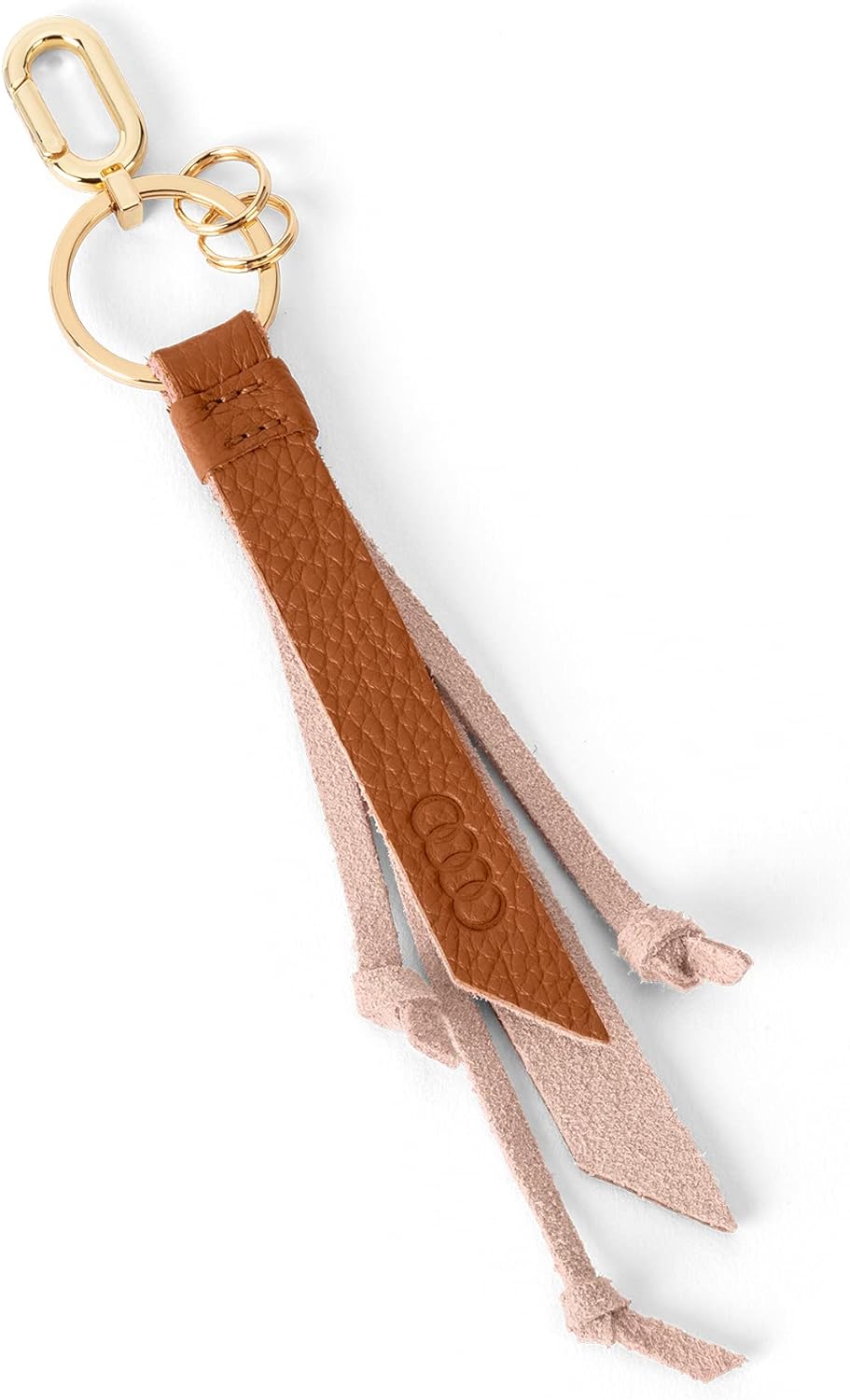 Audi 3182100200 Schlüsselanhänger Damen Leder Schlüsselring Schlüsselband Anhänger, braun/rosé, Einh