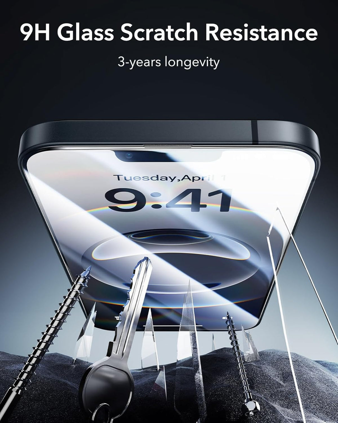 ESR für iPhone 14/13/13 Pro für Panzerglas, 9H+ Displayschutzfolie aus gehärtetem Glas 3 Stück, blas