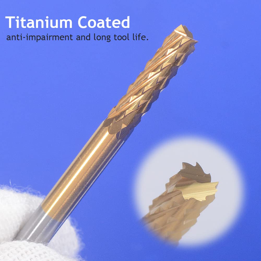 EU_HOZLY Titan beschichtet 0.8mm Leiterplattenfräser CNC Rotary Burrs Packung mit 10, 0.8mm