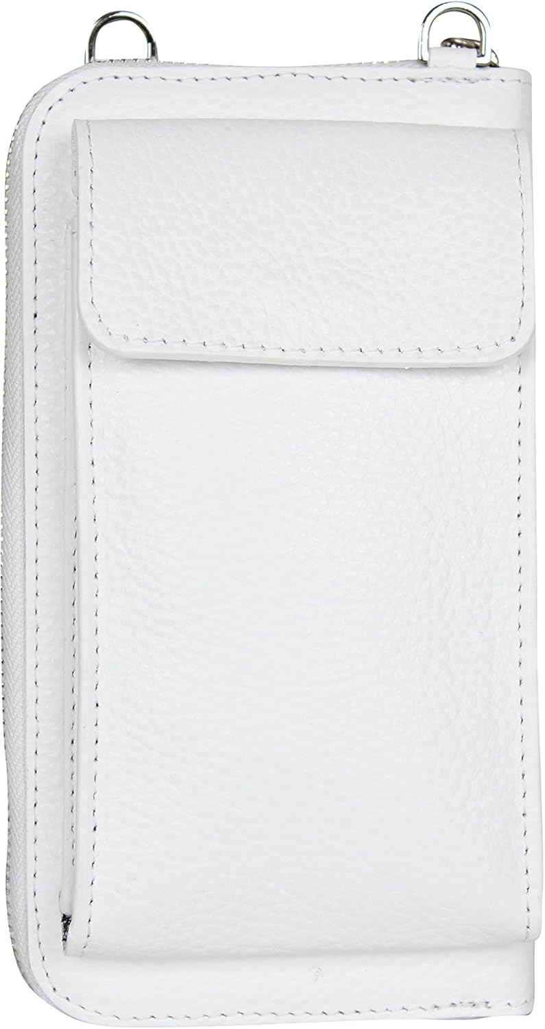 AmbraModa GLX21 - multifunktionale Damen Handytasche, Umhängetasche, Geldbörse aus echtem Leder, gee