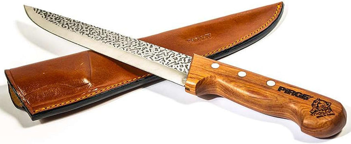 Pirge Elite Handgeschmiedet Schlachtermesser mit Lederscheide 16.5 cm Metzgermesser - Fleischermesse