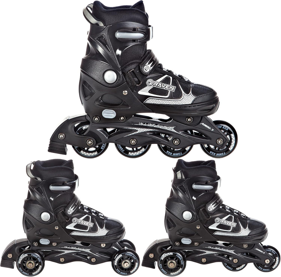 Raven 3in1 Verstellbare Inline Skates Spirit - Inliner Triskates - Rollschuhe - Kugellager Abec7 - S