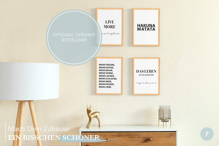 Papierschmiede® Premium Spruchposter Set 4er DIN A1, Motiv: Hakuna Matata, Keine Sorgen König der Lö