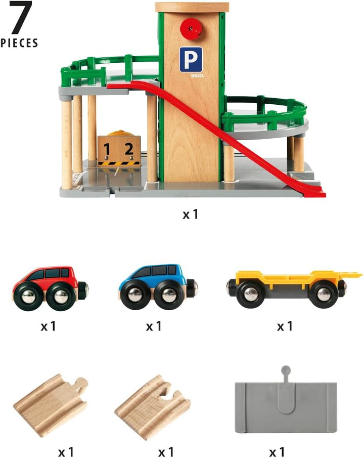 BRIO World 33204 - Parkhaus, Strassen & Schienen - Eisenbahnzubehör für die BRIO Holzeisenbahn - Emp