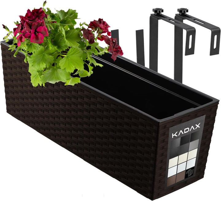 KADAX Blumenkasten aus Kunststoff, 18,5x56 cm, Pflanzkasten mit Einsatz, wetterfester Balkonkasten,