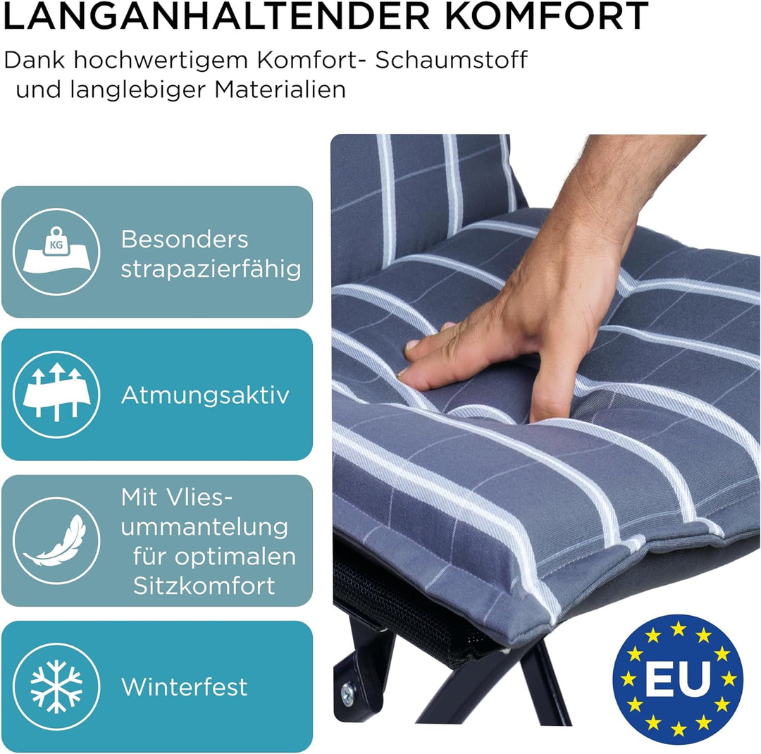 gardisun Gartenstuhlauflagen Hochlehner mit Kopfteil I Extra Dicke Sitzauflagen I Made in Europe I P