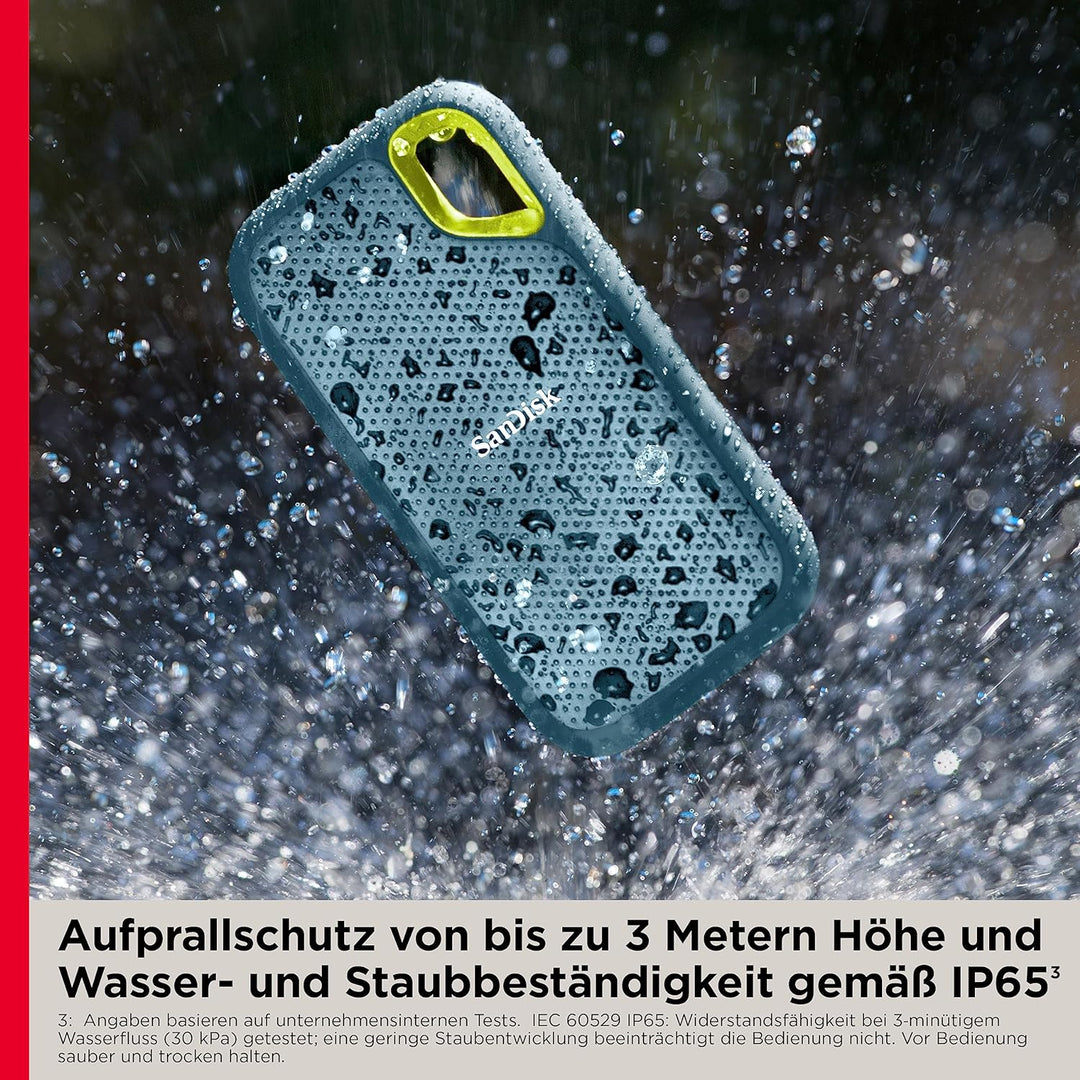 SanDisk Extreme Portable NVMe SSD 1 TB (USB-C, bis zu 1.050 MB/s Lesegeschwindigkeit und 1.000 MB/s