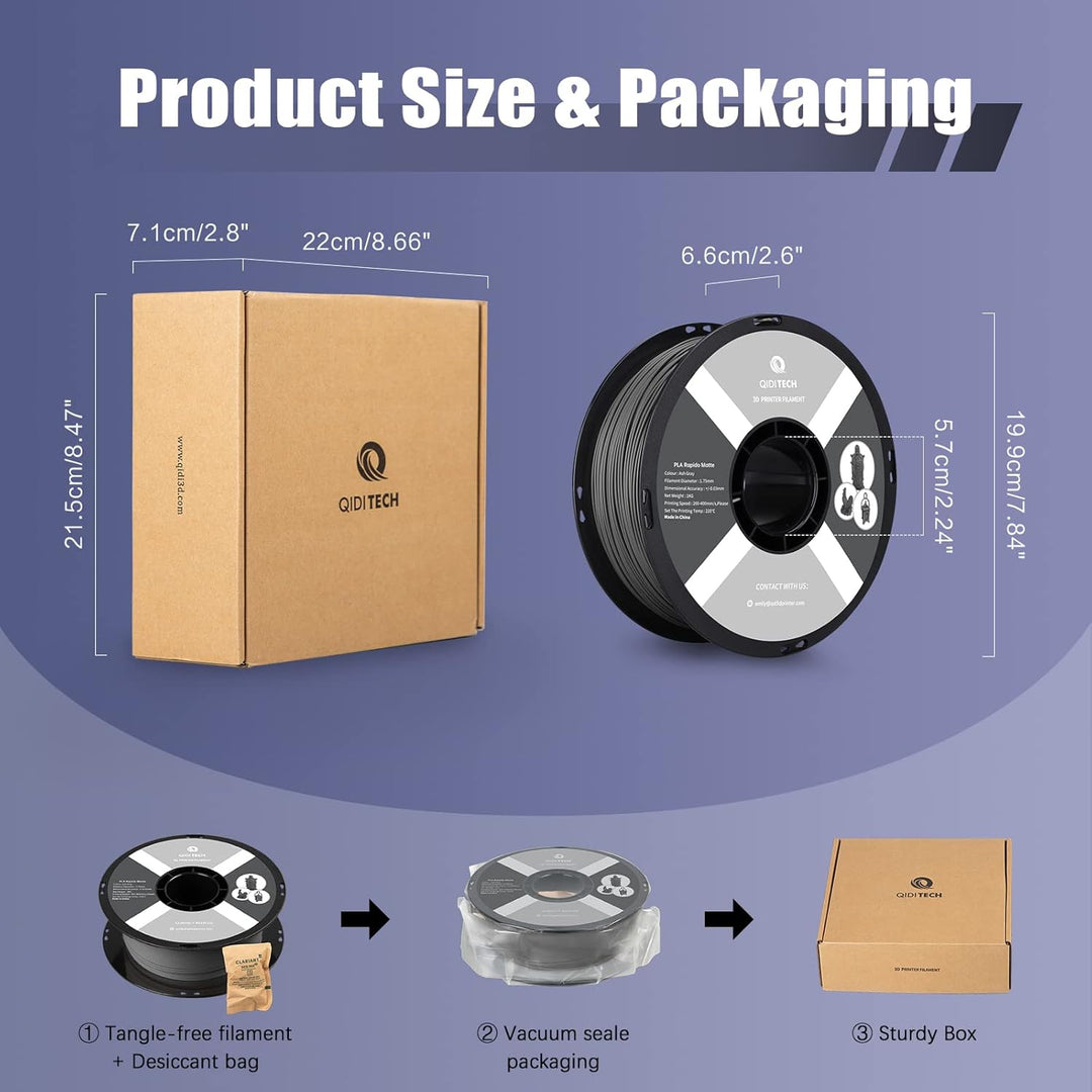 QIDI TECH Matte PLA Rapido Filament 1.75mm, PLA Matte 3D Drucker Filament 1kg Spule (2.2lbs), Geeign
