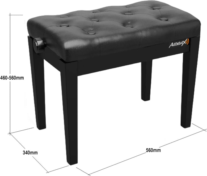 Audibax KB500B Banco para Piano/Teclado Ajustable Regulable. Acolchado. Negro