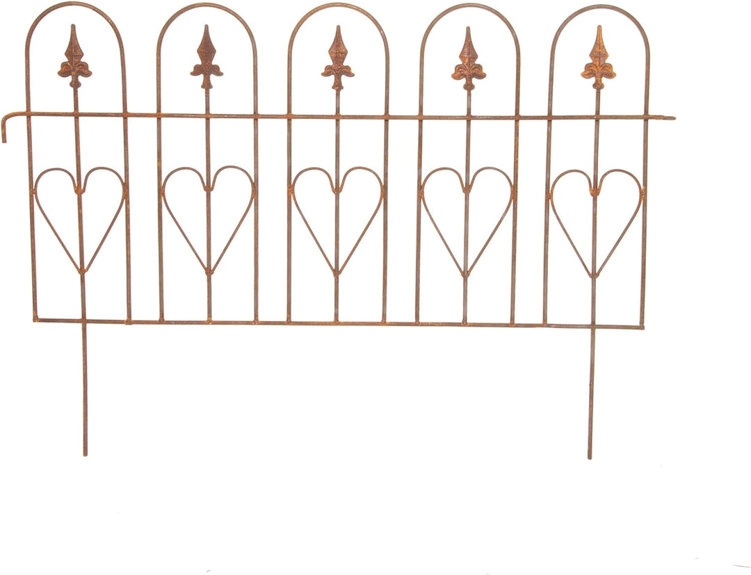 ecosoul Zaun Zaunelement Abgrenzung massiv mit fünf Herzen Beetabgrenzung Rankhilfe 82 cm breit x 57