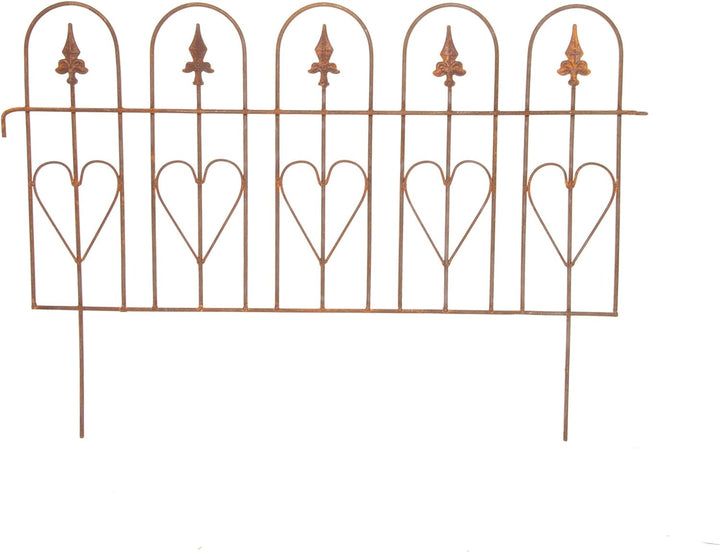 ecosoul Zaun Zaunelement Abgrenzung massiv mit fünf Herzen Beetabgrenzung Rankhilfe 82 cm breit x 57