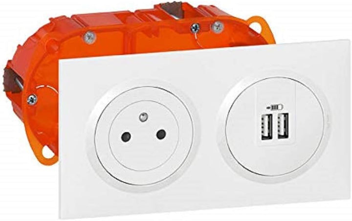 Legrand LEG300407 KIT2P+T/2 x USB PREC BC Steckdosen-Set, Oberfläche + Lademodul, 2 USB-Anschlüsse,