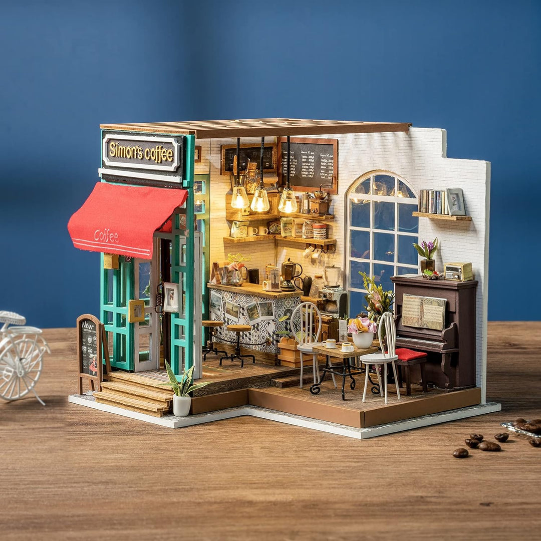Rolife Puppenhaus Miniatur DIY Kit Coffeeshop Rollenspiel Spielzeug Puppenhaus Zimmer Modell Teenage