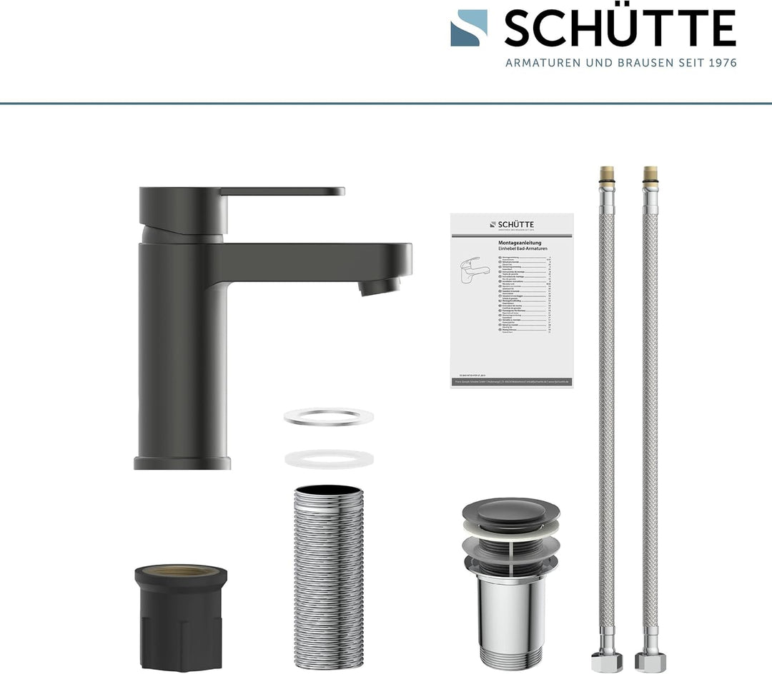 Schütte Elephant Waschtischarmatur, Elegante Mischbatterie inkl. Ablaufventil fürs Badezimmer, Wasse