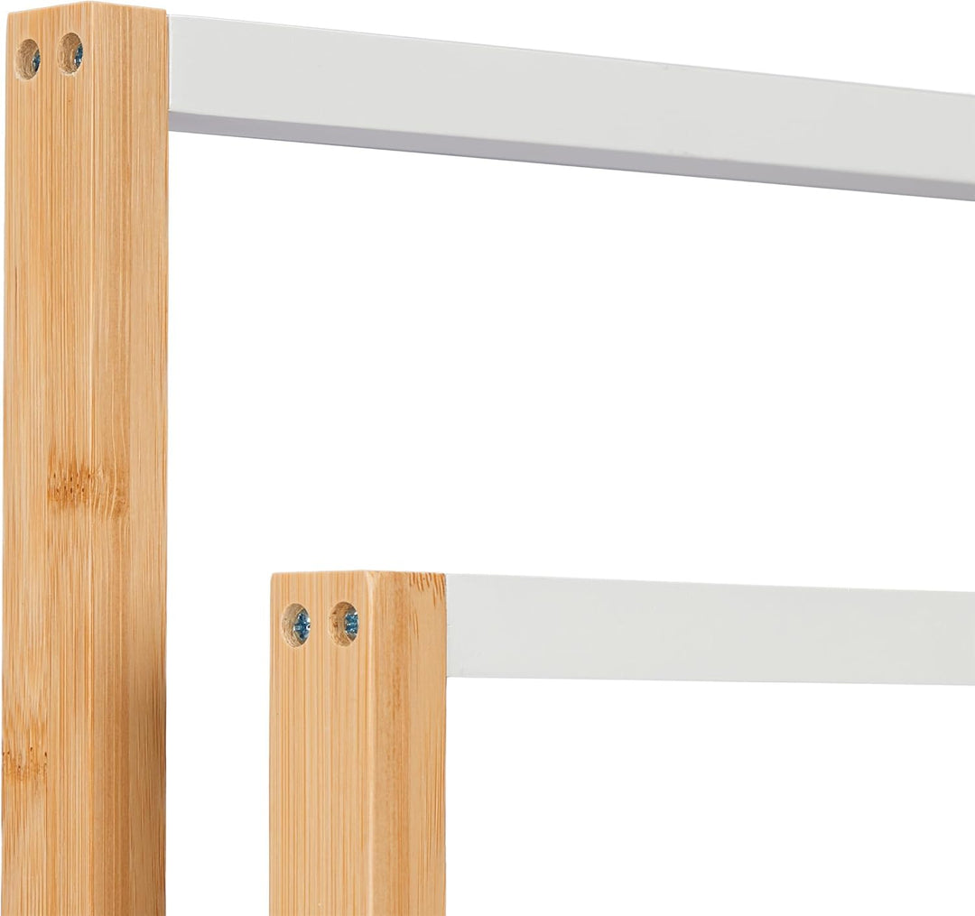 Relaxdays Handtuchständer, 6 Stangen, Bambus, H x B x T: 82 x 55 x 24 cm, freistehend, Bad Duschtuch