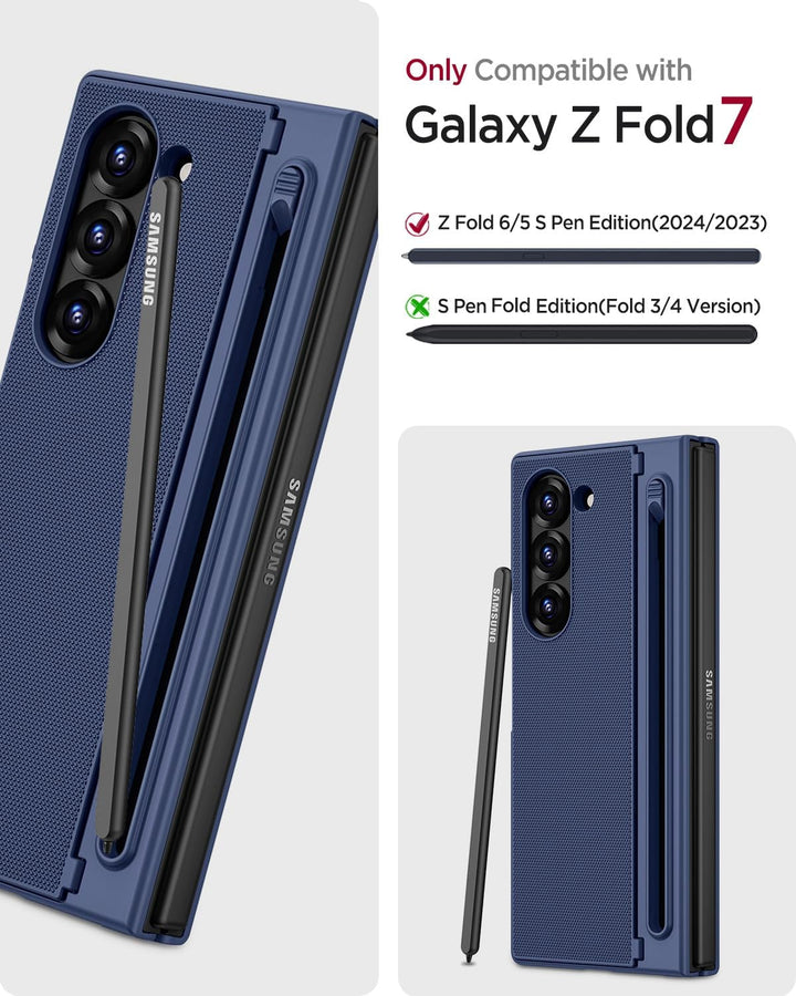 Miimall Kompatibel mit Samsung Galaxy Z Fold 7 Hülle mit S-Pen & Stifthalter, [Anti-SPY Displayschut