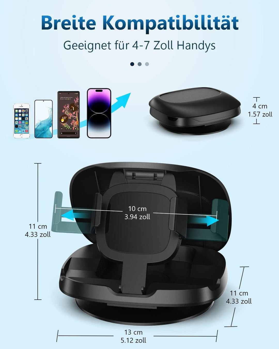 Handyhalterung Auto, 360° Drehbar Handy Halterung Auto, Armaturenbrett Auto Handyhalterung Mit Klebe