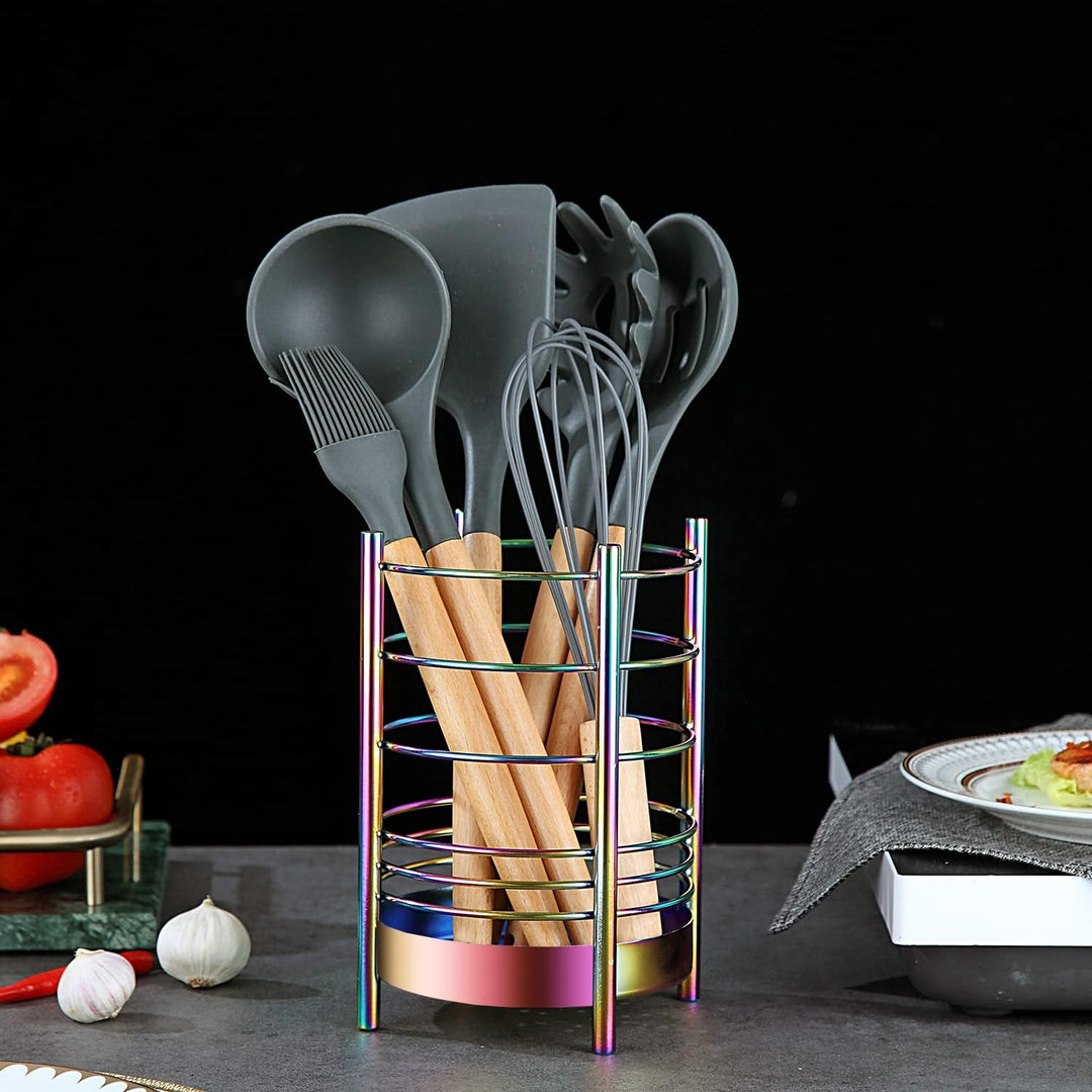 Rainbow Küchenutensilienhalter für Küchentheke, Edelstahl-Utensiliengefässe, Rainbow Titanium-Beschi