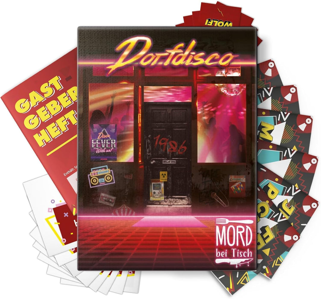 MORD bei Tisch Krimidinner für Zuhause - 4 bis 6 Personen - Der Dorfdisco Fall - Das Krimi Spiel ab