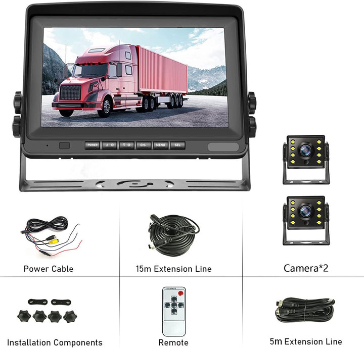 Hodozzy Rückfahrkamera Auto mit 8 Zoll LCD Monitor, AHD 1080P 2*Kameras IP69 Wasserdicht Super Nacht