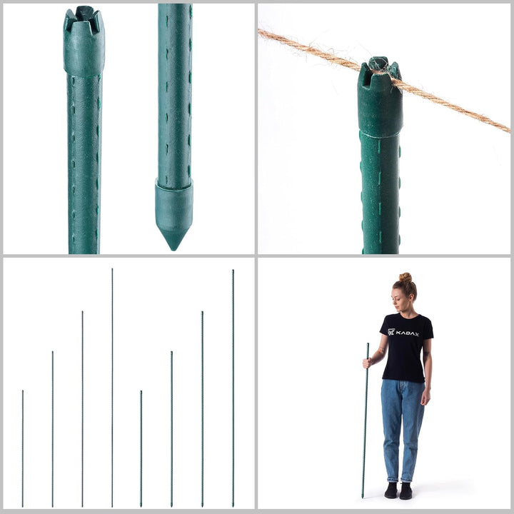 KADAX Blumenstütze aus Stahl 5 Stück, 120cm x 16mm Beschichtete Pflanzstab, Pflanzen-Rankstab, wette