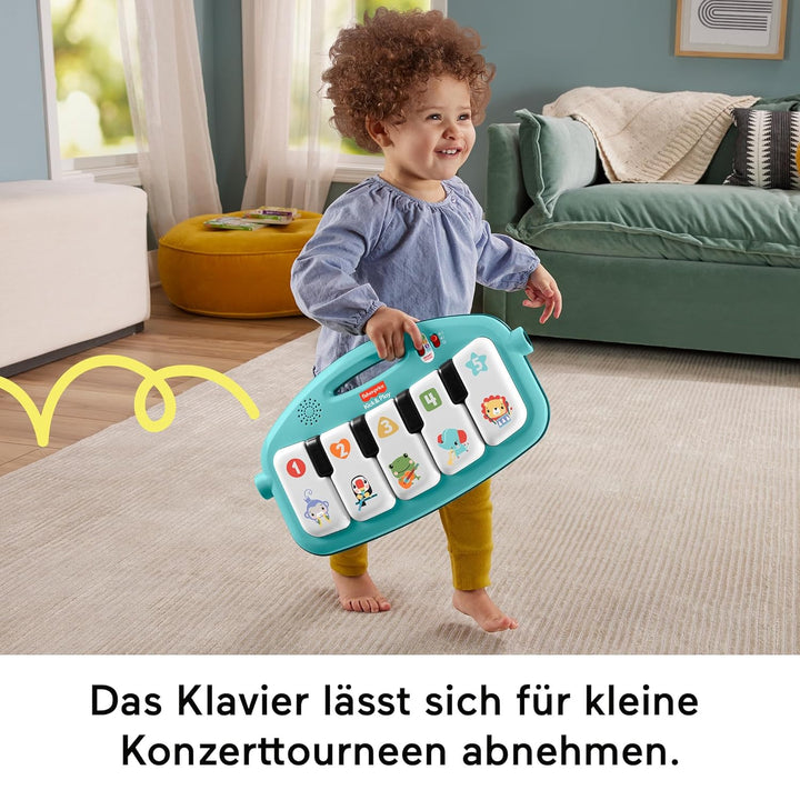 FISHER-PRICE Kontrast Kick & Play Pianospieldecke - Spieldecke für Neugeborene mit Lernspass, über 8