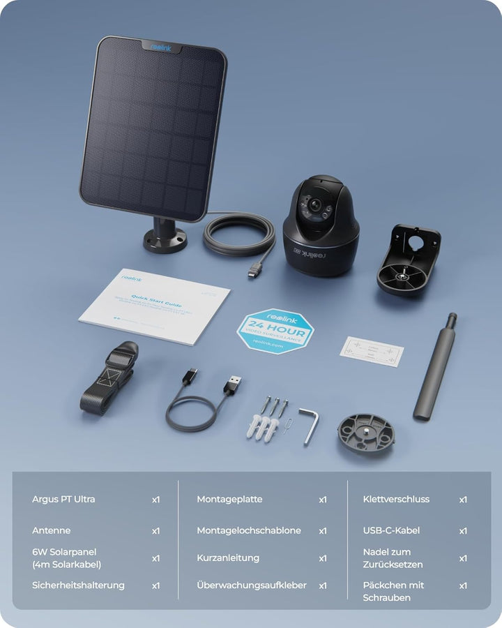 Reolink 4K Überwachungskamera Aussen Solar, 360°/140° Schwenk-/Neige WLAN Kamera Outdoor Akku mit Sp