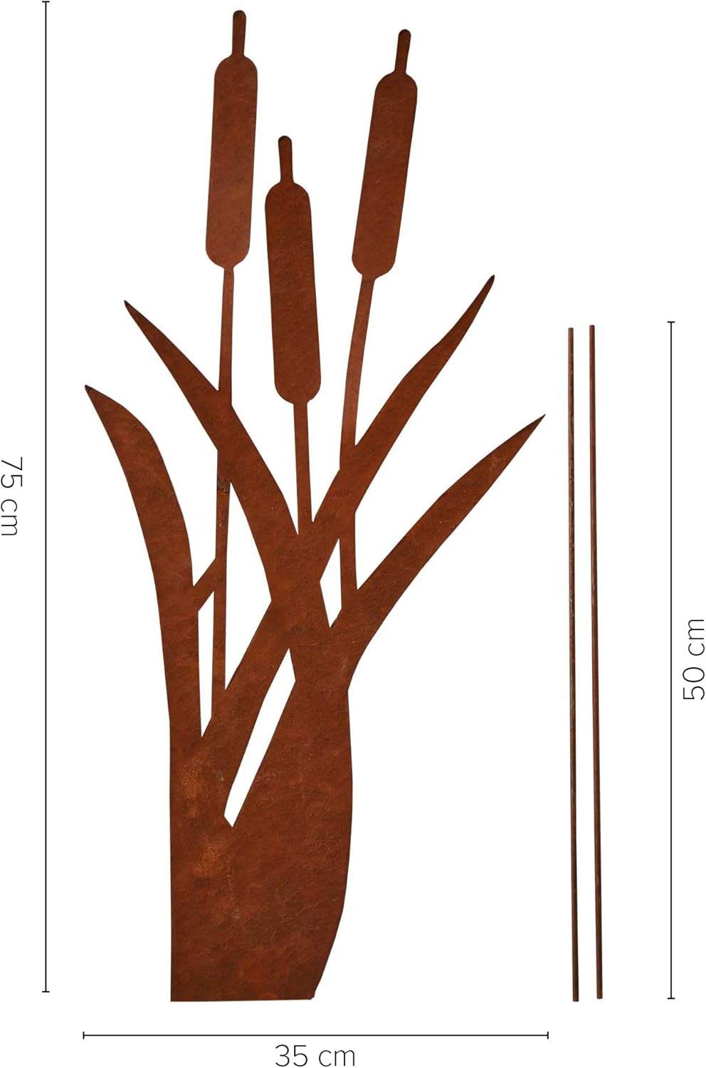 UNUS Garden Roststecker Schilfgräser, Gartendeko Rostoptik, Gartenstecker aus Edelrost, Rost Deko fü