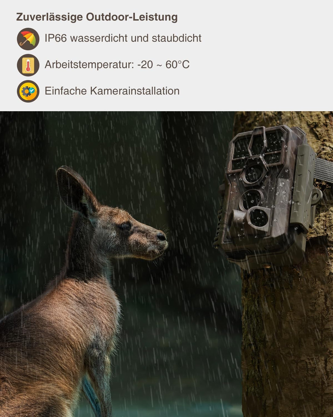 GardePro A5 Wildkamera 48MP 1296P H.264 Video, Wildkamera mit Bewegungsmelder Nachtsicht bis 30m, No