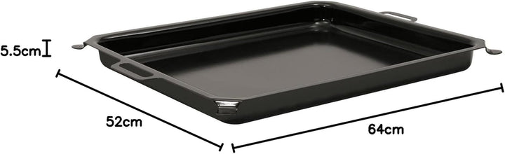 BBQ-Toro Emaillierte Pfanne 64 x 52 x 5,5 cm | Stahl | für Edelstahl Gastrobräter (64 x 52 cm), 3-fl